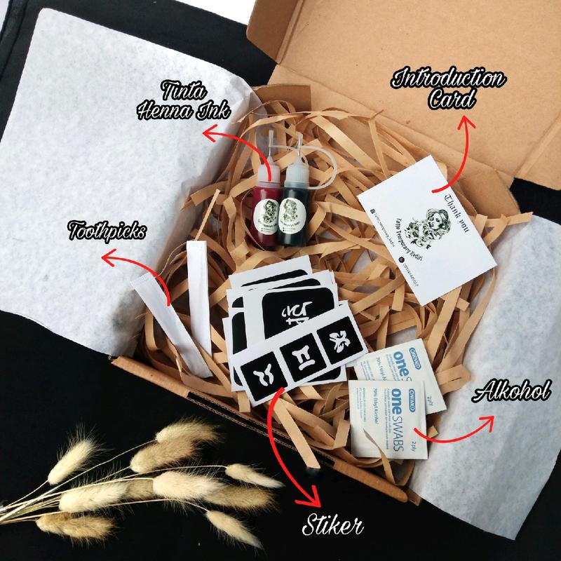 HENNA KIT HALAL SATU PAKET CETAKAN + TINTA / TATTO HENNA / TATTO TEMPORARY 0
