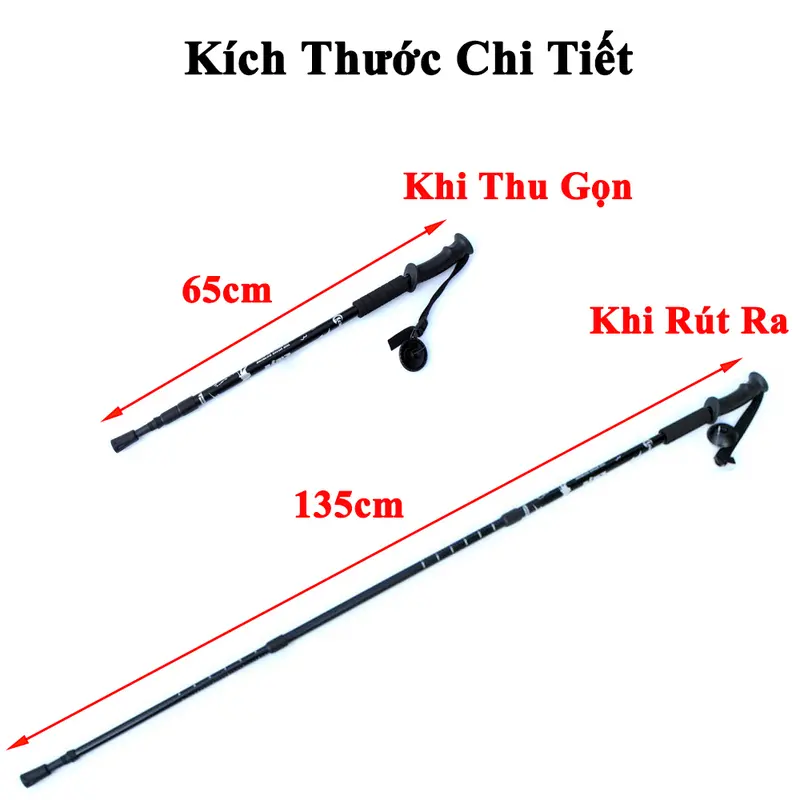 Gậy Leo Núi Dã Ngoại KUNBE Có Thể Điều Chỉnh Độ Dài Phù Hợp Địa Hình Đi Phượt, Đi Chùa, Du Lịch Fish 1