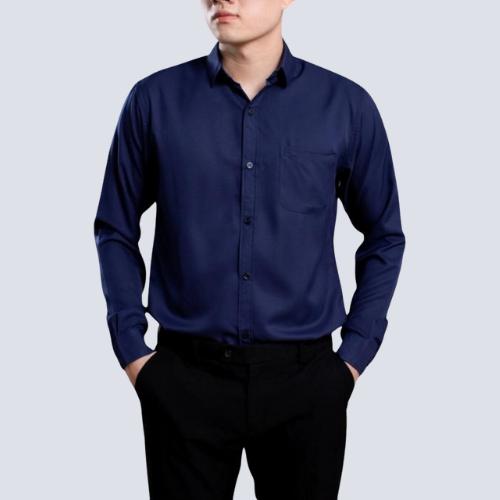  Áo Sơ Mi Nam Trơn Tay Dài Một Túi Màu Basic Thanh Lịch Menswear Sơ Mi Nam Công Sở Vải Lụa Cao Cấp Cổ Đức Form Regular Suông Thoáng Mát 