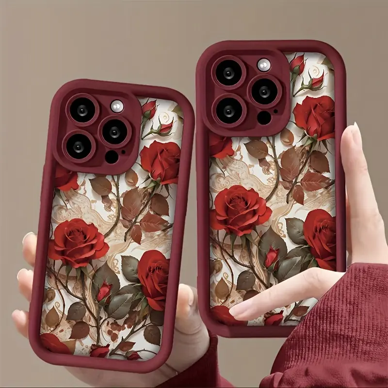 New All Wrapped Creative Red Rose Soft Phone Case for Iphone11 12 13 14 Pro Max 15pro 7 8 plus X 11pro 14pro 13pro XS Max 2022 Phone Case Anti-Fall Case16promax 16pro 16plus 16