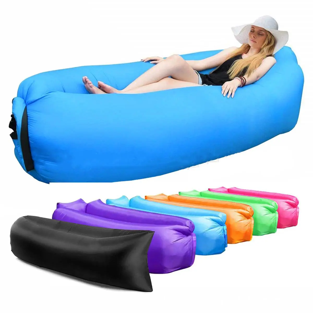 Portable Inflatable Lounger, Waterproof Inflatable Air Sofa with Pump, Inflatable Sofa for Outdoor Camping & Relaxation