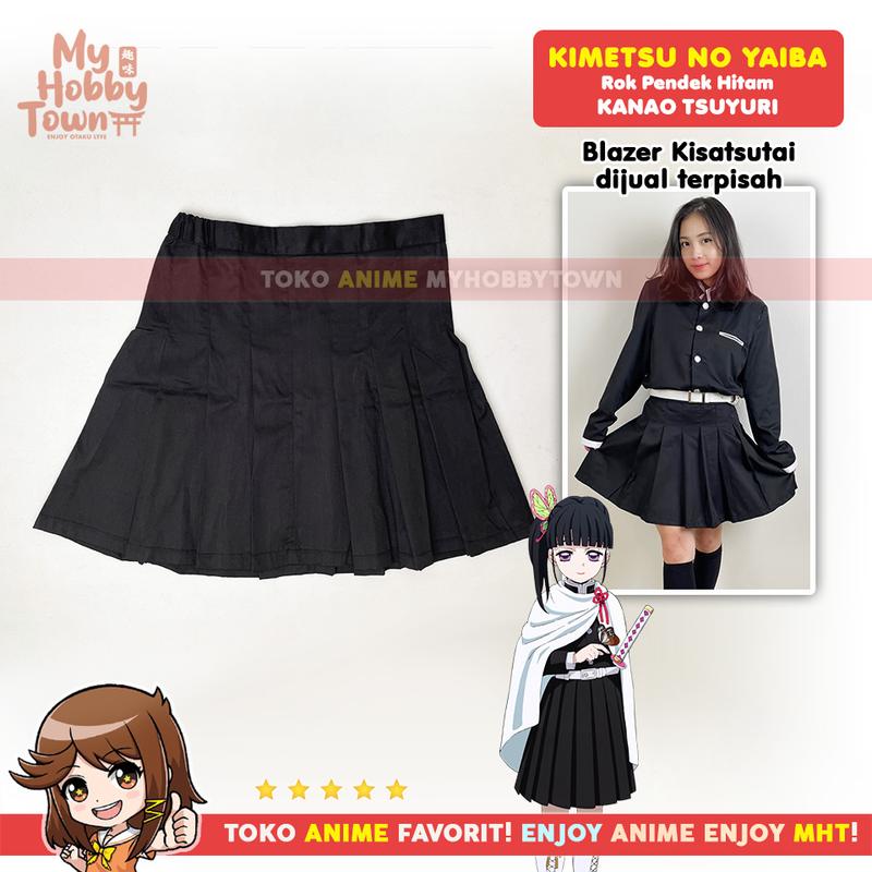 Rok Cosplay Kanao Tsuyuri Anime Kimetsu no Yaiba Demon Slayer Hitam Black Skirt 1