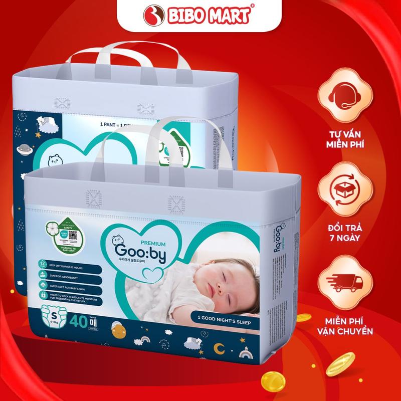 (Bản cản tiến) Combo 2 Bỉm Gooby Premium Size NB44/S40/M38/M34/L30/XL28/XXL26/XXXL24 Bỉm Ban Đêm Mềm Mại, Siêu Thấm Hút Cho Bé