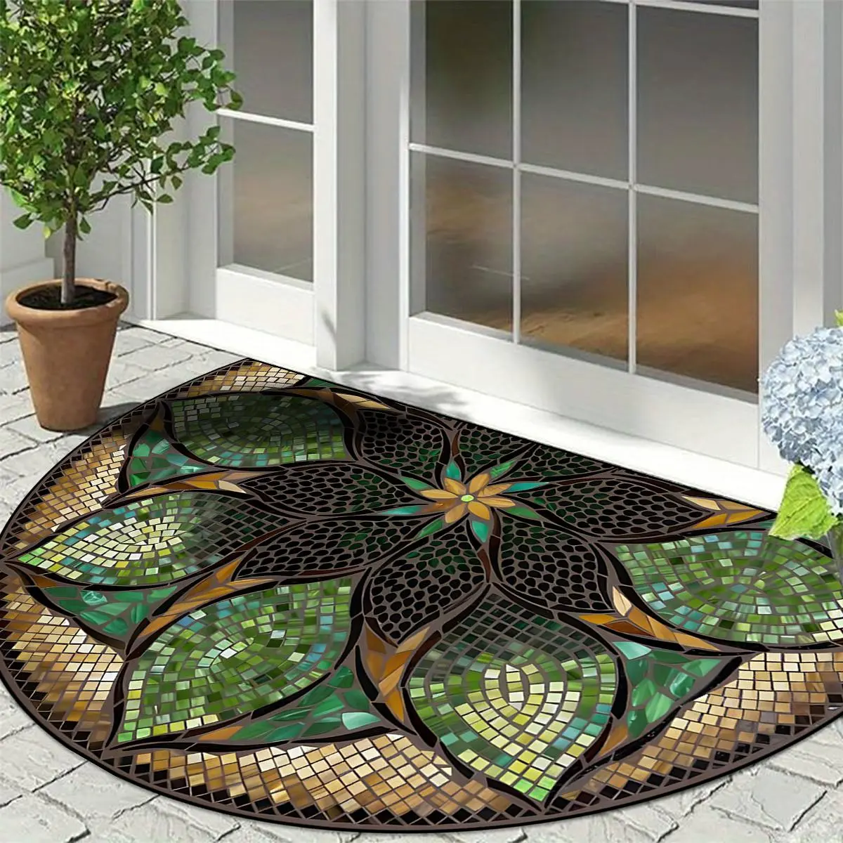 Floral Pattern Door Mat, Non-slip Soft Floor Mat, Rectangle Home Decorative Mat for Living Room Bedroom, Home Decor