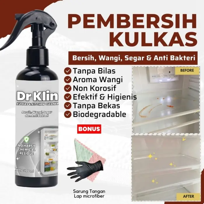 Penghilang Bau Kulkas Pembersih Anti Bakteri Fridge Cleaner Food Safe - 100ml