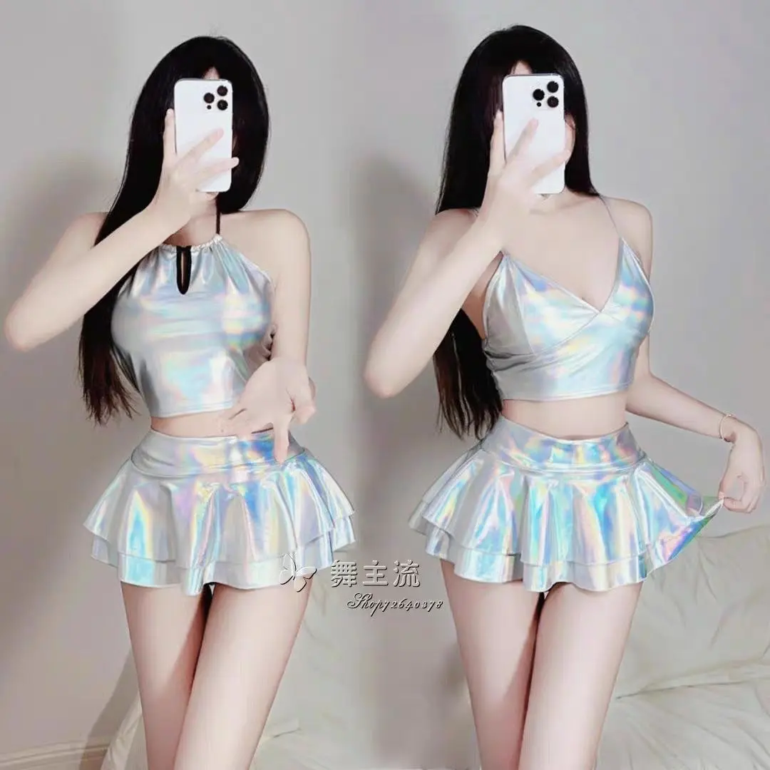 Bộ Đồ Khiêu Vũ, Hàng Mới Về, Bar Dj, Dành Cho Nữ, Có Cổ Gogo, Trang Phục Sân Khấu, Trang Phục Biểu Diễn Ds, Áo Vest Laser Gợi Cảm, Váy Ngắn, Thích Hợp Cho Bộ Đồ Khiêu Vũ Jazz