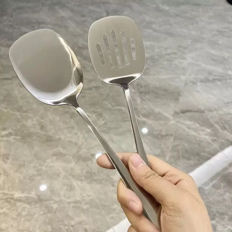 Stainless Steel Mini Spatula Set for Cooking, Food Grade Spoon Set with Wooden Handle for Kitchen, Frying Eggs, Dormitory Pancakes
