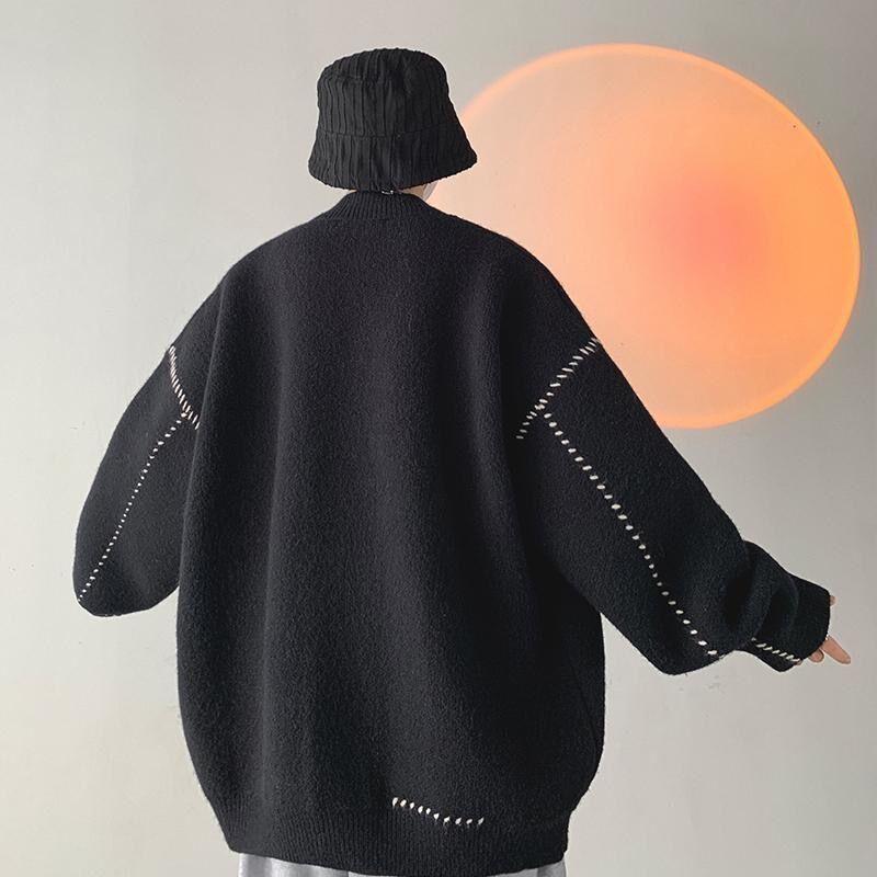 Áo Cardigan Dệt Kim, Phong Cách Cổ Điển Thường Ngày Dành Cho Nam Giới, Phong Cách Nhật Bản, Xu Hướng Thu Đông, Áo Len Bông Độc Đáo 8
