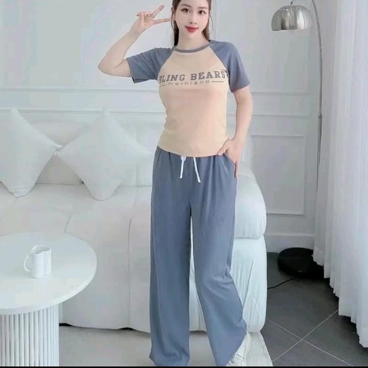 SÉT BỘ THUN GÂN ÁO ÔM QUẦN ỐNG SUÔNG NỮ WOMEN Top 【 đơn   885 xanh biển đầu 【 đơn   áo sơ mi trắng thường Nhung Legging set  bbr