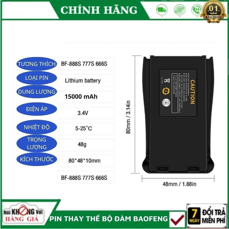 Pin Thay Thế Bộ Đàm Baofeng BF-888S Dung Lương Pin 2800mAh Tương Thích Với Các Thiết Bị Khác Baofeng BF-777S 666S