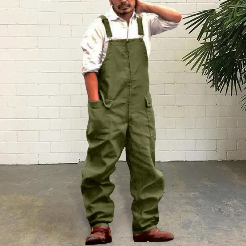 Áo Jumpsuit Quần Denim, Dành Cho Nam Giới, Phong Cách Cổ Điển Thường Ngày Dáng Rộng Vừa Vặn, Quần Yếm, Có Túi Lớn, Vải Mềm Và Dày, Áo Jumpsuit Quần Túi Hộp 3