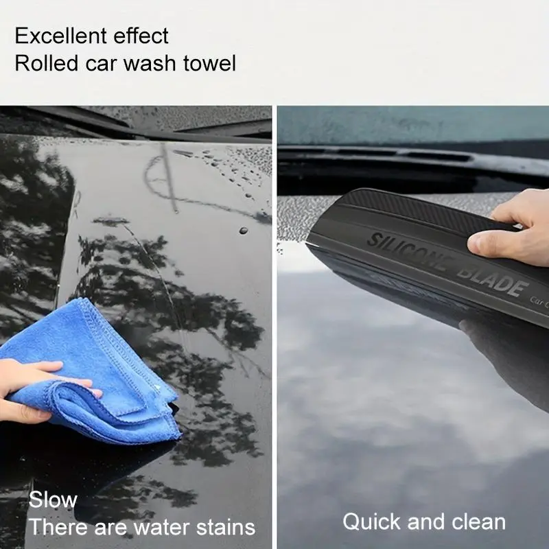Silicone Car Water Blade Squeegee, Flexible & Non-scratch Drying Tool, Ergonomic Grip Window Cleaner for Streak-free Car Care and Winter Use, Windshield Wiper 2