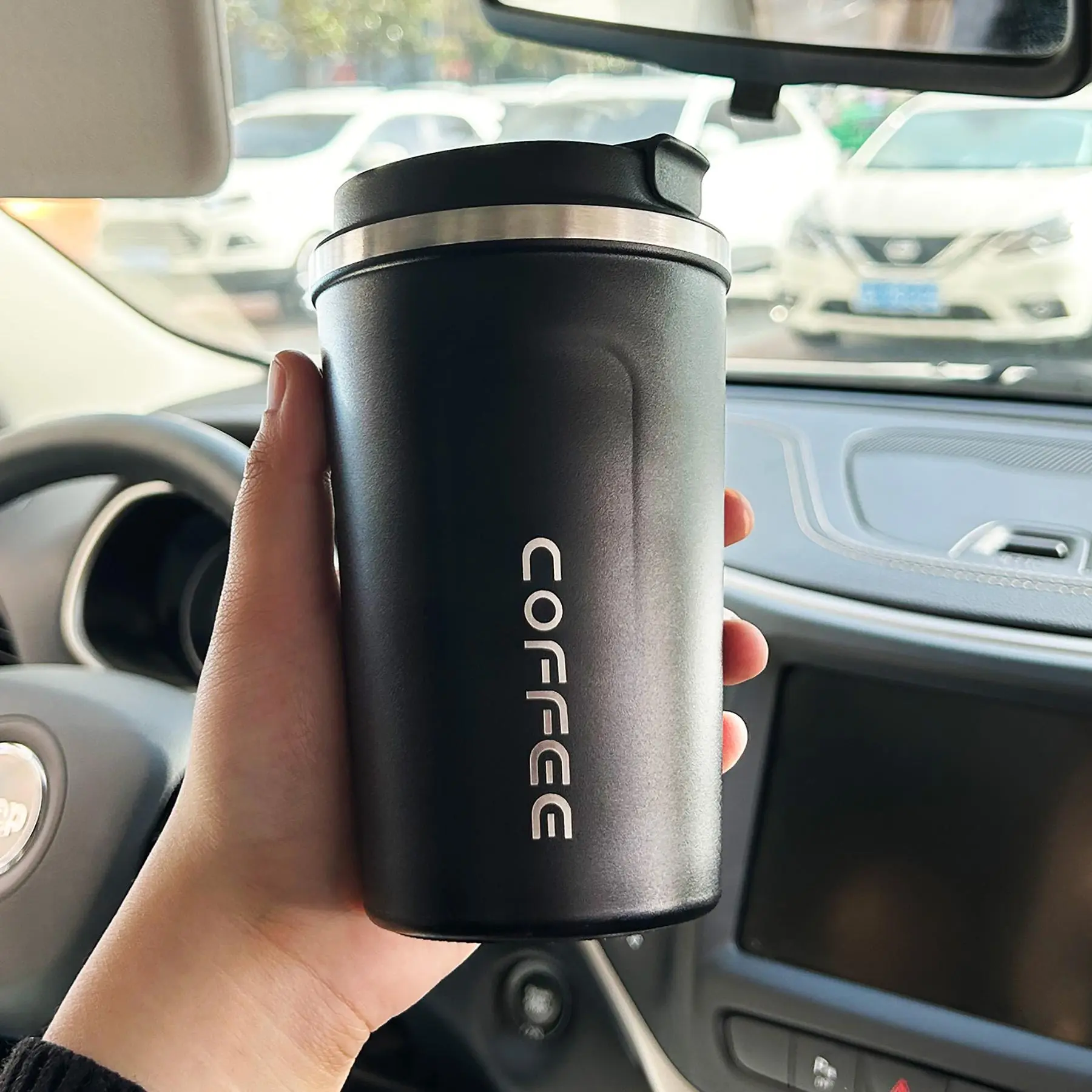 Stainless Steel Insulated Coffee Mug, 1 Count Portable Water Cup, Travel Drinkware, Vacuum Flasks for Birthday Gifts Office School