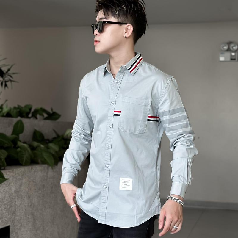 Áo sơ mi tay dài nam , vải oxford , có hoạ tiết tay 11TC4883 Menswear