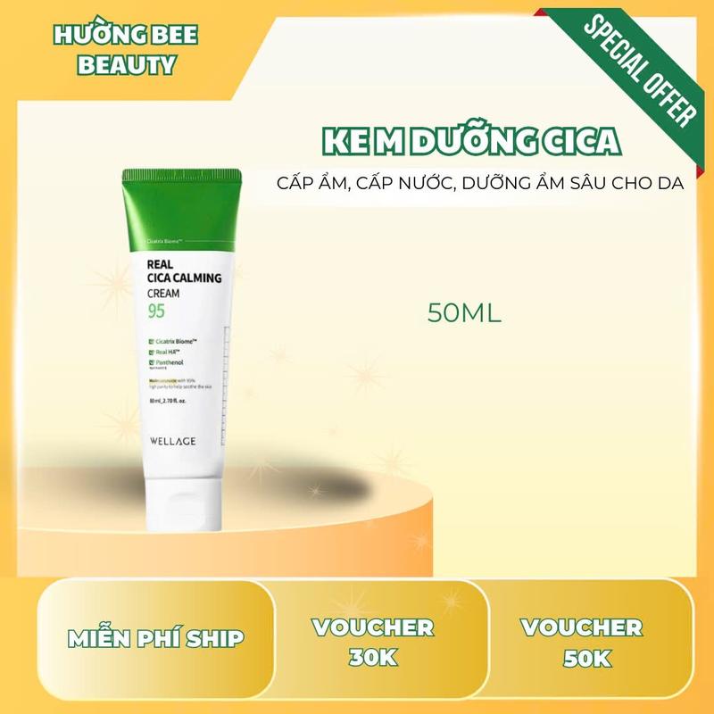 Kem Dưỡng Wellage real cica calming 95 50ml Tất cả các loại da Skincare Nữ Chăm Sóc Da
