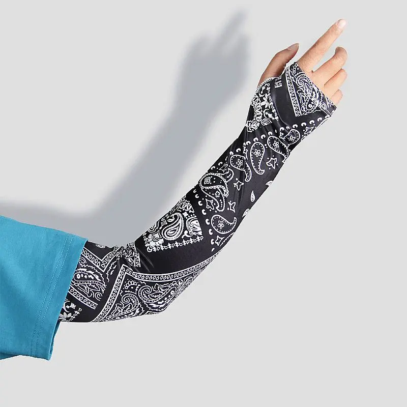 [2196 Reviews] Summer Ice Silk Arm Sleeves Sun Protection Arm Guards Ice Sleeves Men Ins Trendy Paisley Versatile TikTok Popular Sleeve Covers Gloves Women