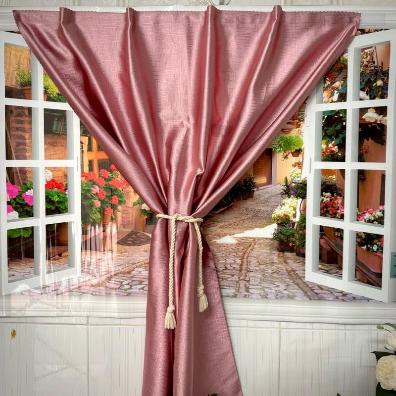  Rèm cửa DÁN TƯỜNG màu HỒNG chống nắng không cần khoan tường tiện lợi kèm keo dán. Chất liệu vải Gấm cao cấp chống nóng bao gồm miếng keo dán dùng décor trang trí phòng ngủ cửa sổ dễ lắp đặt và tháo rời 