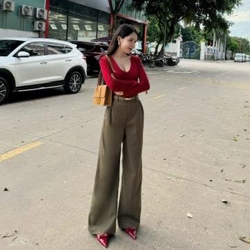 Quần dài ống suông Basic chất vải Bố Ruby dày dặn đứng form 5