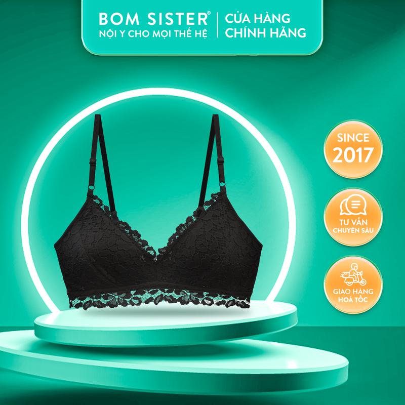 BOM Sister x Ngọc Trinh - Áo bra ren nữ không mút, áo lót không gọng hai dây nâng tự nhiên MB2915