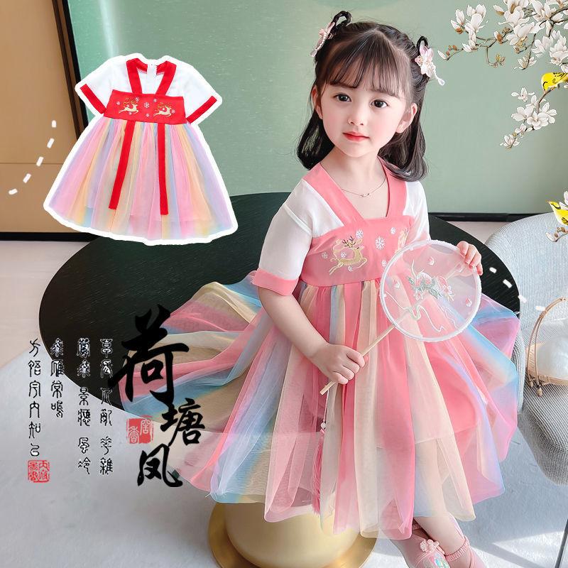 Product Introduction of Hanfu Girl's Thin Dress Tang Suit Summer Chinese Style Baby Children's Clothing 3