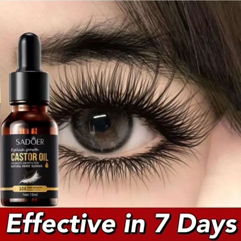 15ml Natural Castor Oil Hair Eyebrow Lashes Growth Serum 7Day Eyelash Enhancer Longer Fuller Thicker Lashes and Eyebrows Eyelash Growth Serum Eyebrow Growth Liquid