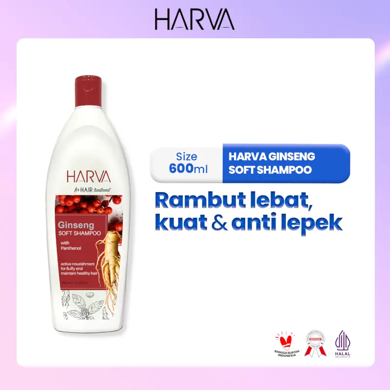 [Bundle Hemat - 3 Pcs ] HARVA Shampo Ginseng - 600 ML 1