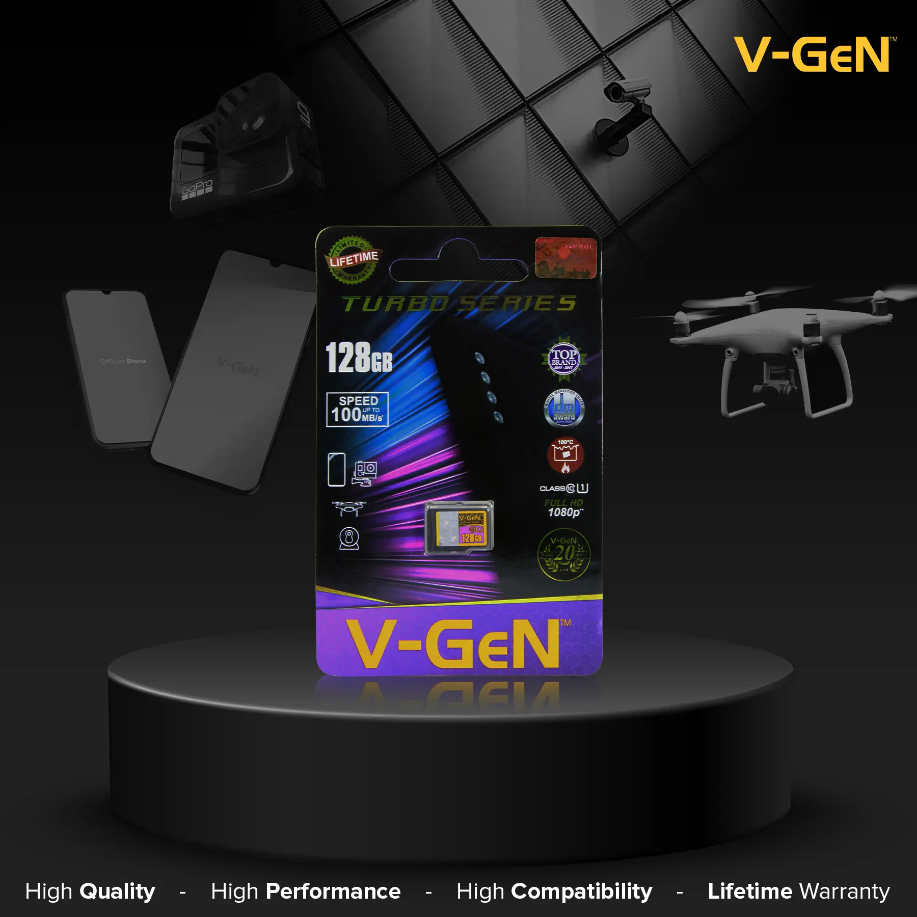 MICRO SD 128GB TURBO Class 10 Non Adapter V-GEN MicroSD 128 GB VGEN Memory Card HP Smartphone CCTV Drone Komputer Otg Storage