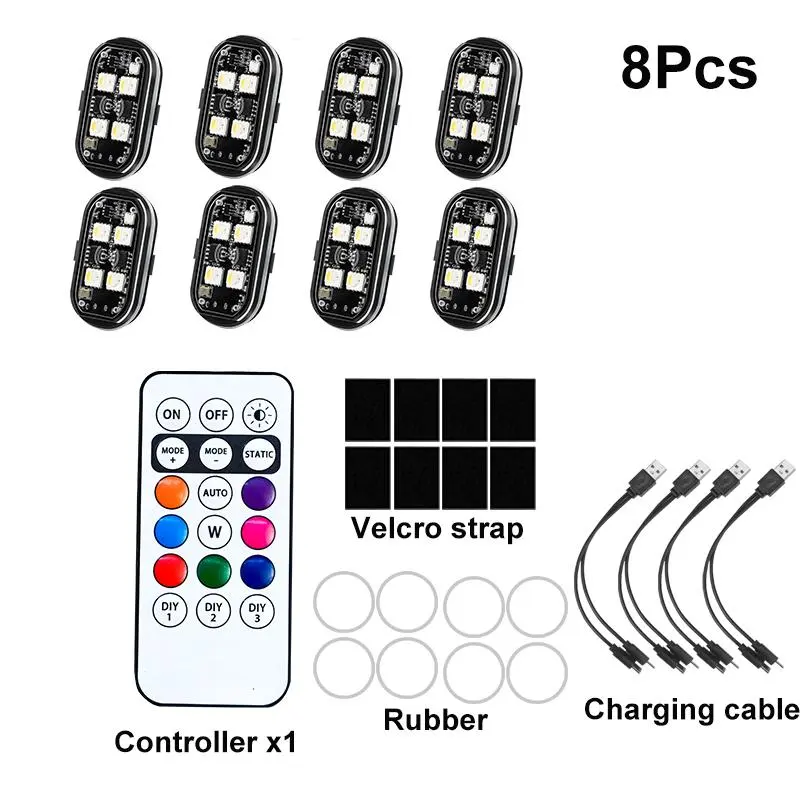 RGB LED Car Strobe Light, Motorcycle LED Flash Position Light, Auto Airplane Helicopter Warning Light, Car Decorative Light 7