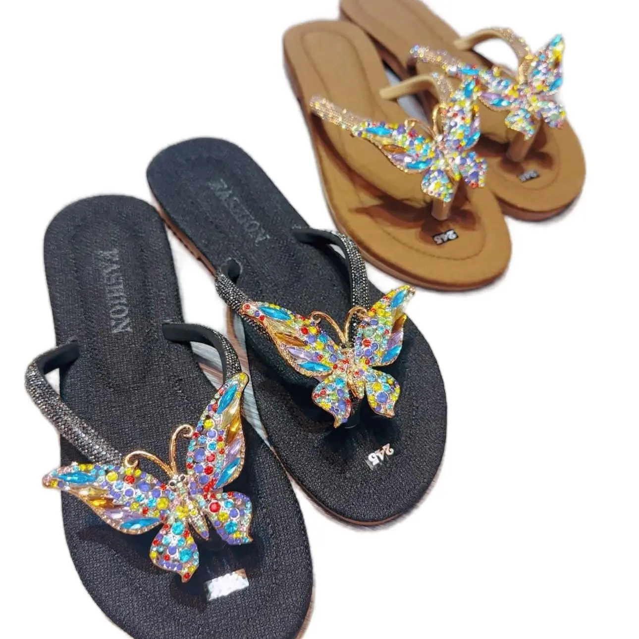Dép kẹp Xoàn Bướm Đính đá sáng ( size 35-39) GiàY Nữ Có Quai Shoes Women DéP depnuhottrend 2023 con