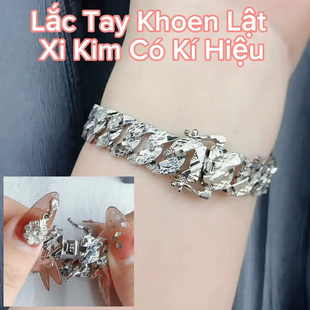 Lắc Tay Xi Kim Trắng 5 chỉ-Titan Italy đeo đời đời ko phai