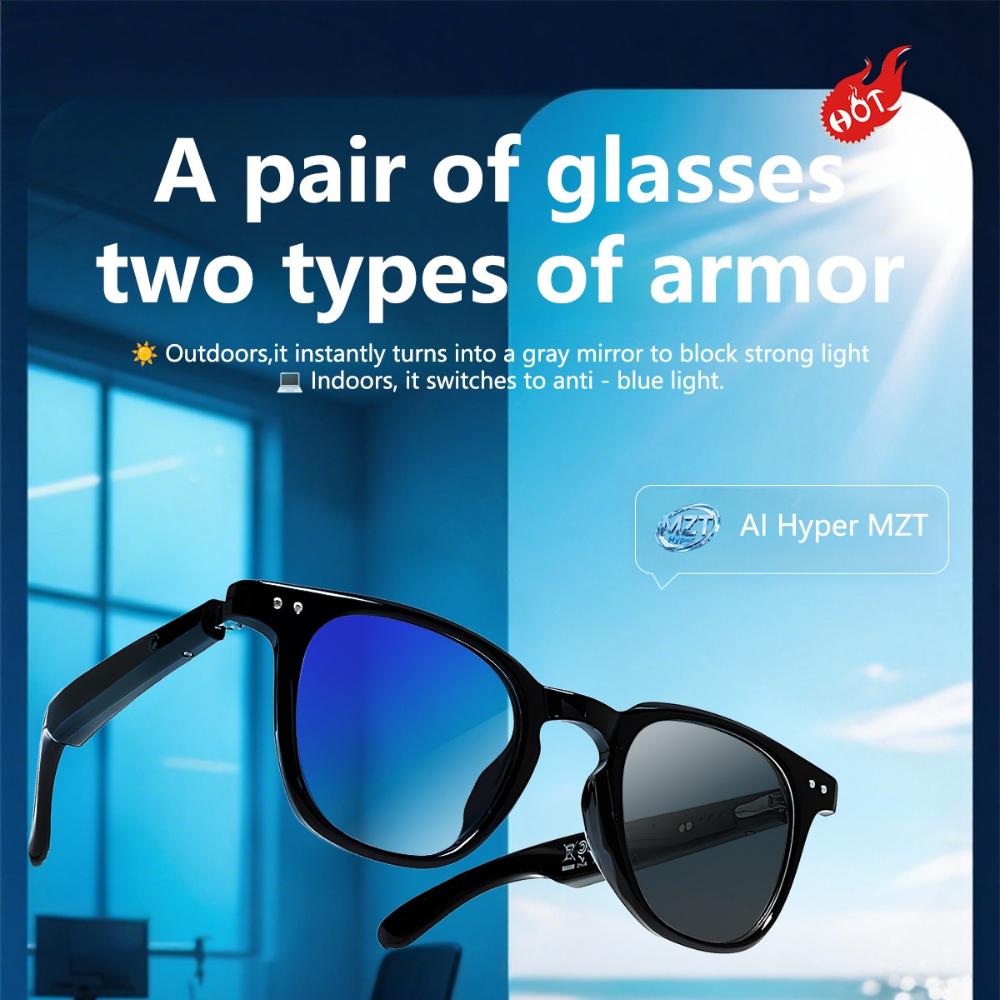 GT-52  New AI Men's Smart Glasses Women's Bluetooth Glasses Voice Call Control Music UV Polarized Sunglasses