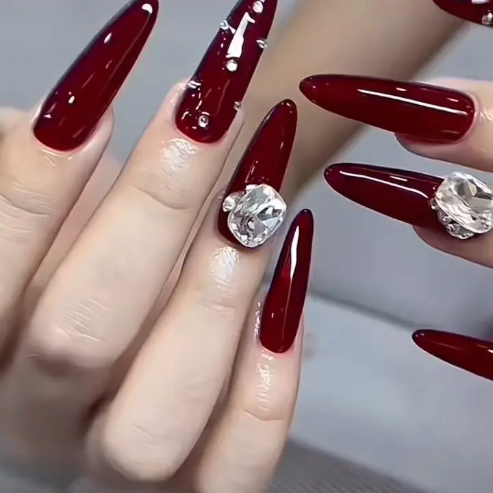Sơn thạch đỏ rượu vang CR, sơn thạch đỏ CR làm nail cao cấp ( Cần máy hơ) 4