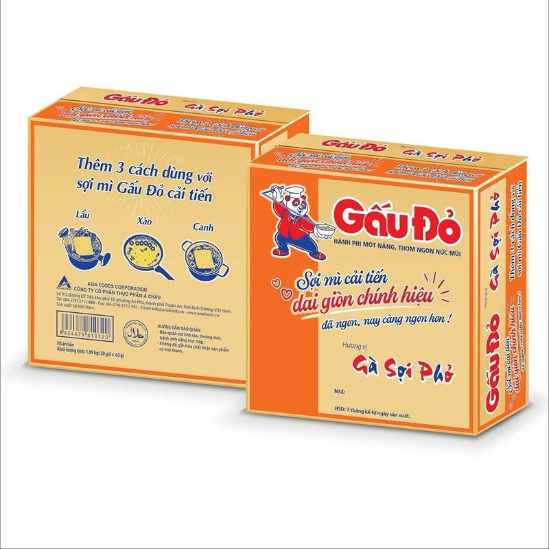 Thùng 30 Mỳ Gấu Đỏ Sợi Phở Chua Cay Tôm Và Gà Vị Chua Miến mì gói tôm chuacay