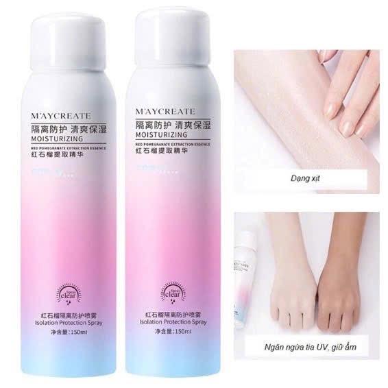 Combo 2 Xịt Chống Nắng Trắng da Maycreate 150ml Nội Địa Trung, MakeUp Da Body Sunscreen