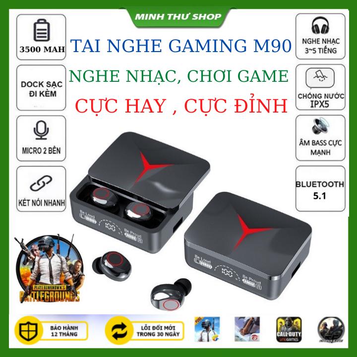 Tai Nghe Bluetooth M90 Pro Thiết Kế Mới Ngăn Sạc Trượt Chip Bluetooth 5.3 Âm Thanh Nổi Chuẩn HIFI