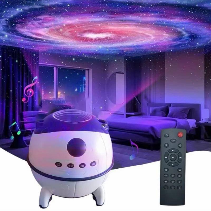 Đèn Galaxy Thiên Hà Lốc Xoáy Chiếu Trăng Sao Và Cực Quang Đèn Tích Hợp Loa Bluetooth 5.2 Có Kèm Điều Khiển Từ Xa. Có Cảm Biến Theo Nền Nhạc