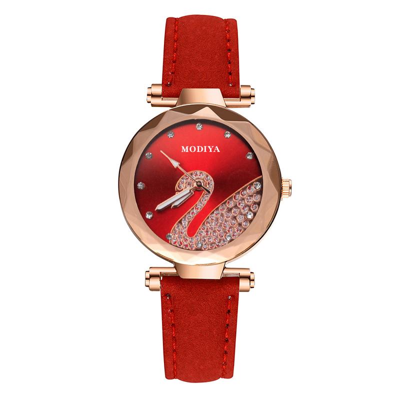 Product Introduction of Swan Watch Women's Factory Direct Supply Suede Matte Leather with Net Red Quartz Watch  Women's Watch 17