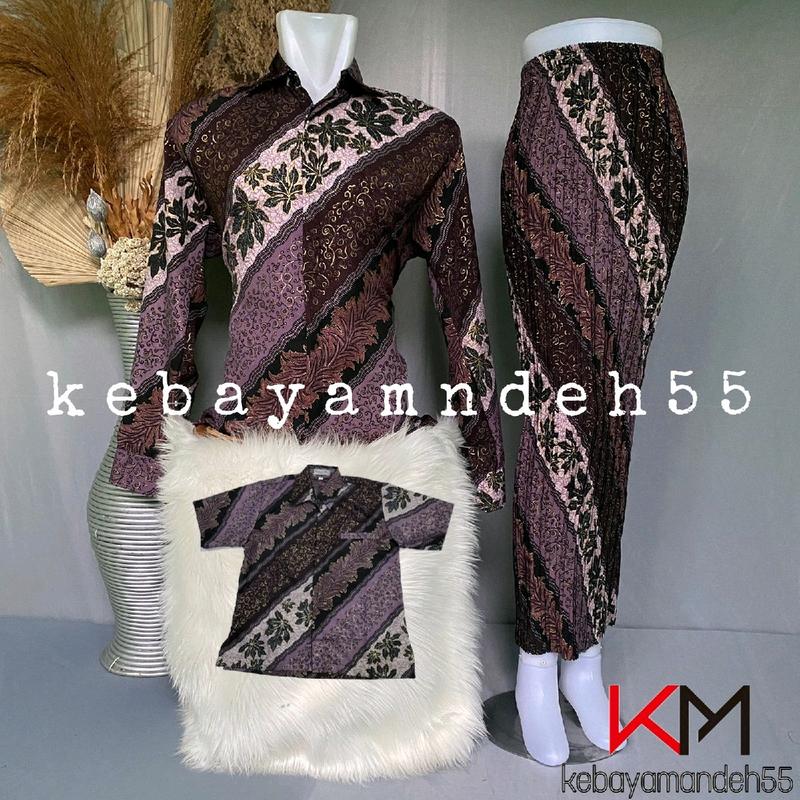 kebayamandeh + SET COUPLE ROK PLISKET+KEMEJA BATIK LENGAN PANJANG Kancing Katun 5