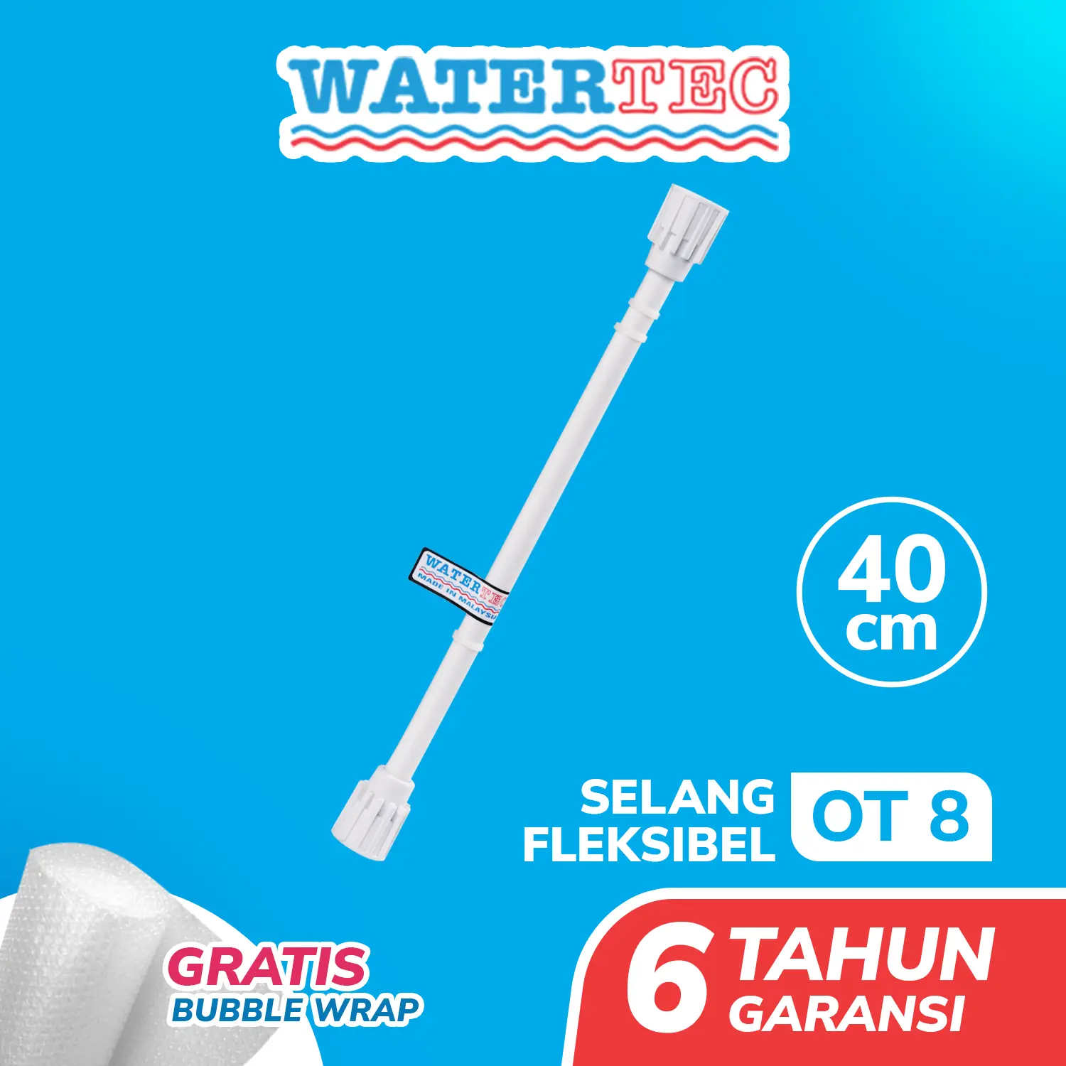 Watertec Selang Flexible RI Hose PVC 40CM (OT8) - White / Selang Air Panas / Selang Air Mandi / Selang Air Fleksibel / Selang Wastafel