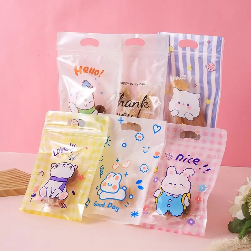 Túi zip đựng bánh kẹo mẫu mới, thiết kế đẹp mắt set 10 cái