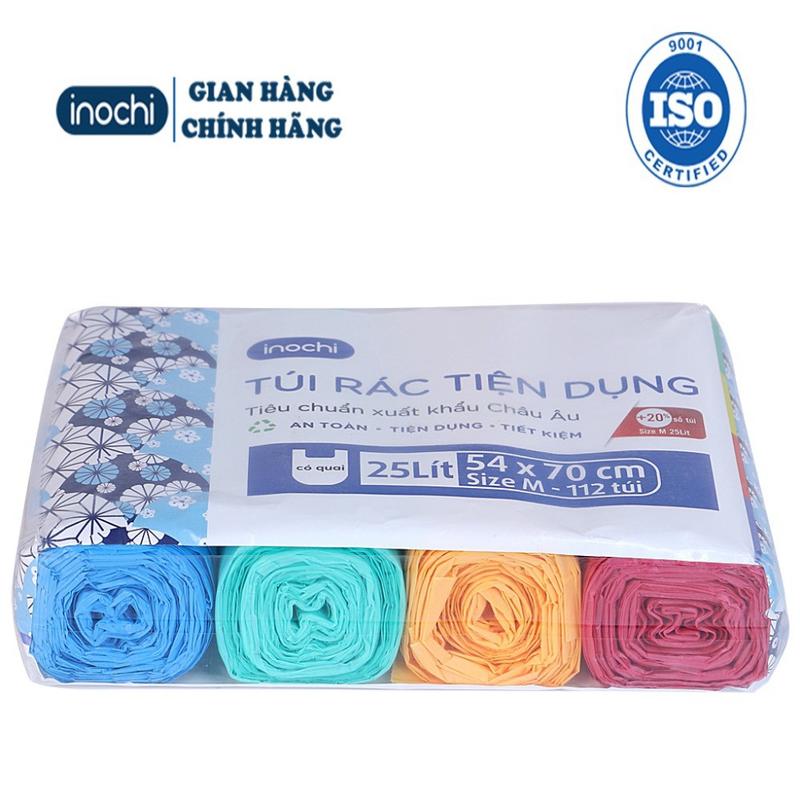 Lô Túi rác tự phân hủy 4 cuộn sinh học Inochi Có Quai Dài Hơn 20% 10L 25L 50L phù hợp thùng rác kích cỡ khác nhau