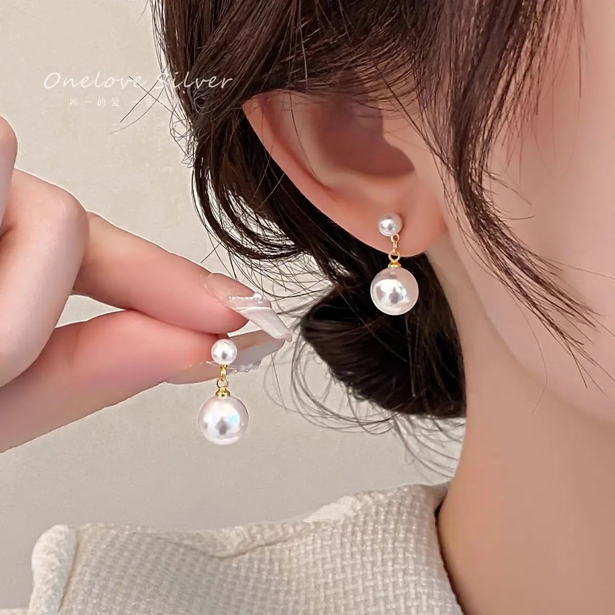 Hoa Tai Ngọc Trai, Shijia, Hàng Mới Về, Hoa Tai Cao Cấp Phổ Biến Năm 2024, Dành Cho Phụ Nữ, Hoa Tai Đinh tán Màu Bạc Phong Cách Đơn Giản, Giá Cả Phải Chăng, Hoa Tai Sang Trọng