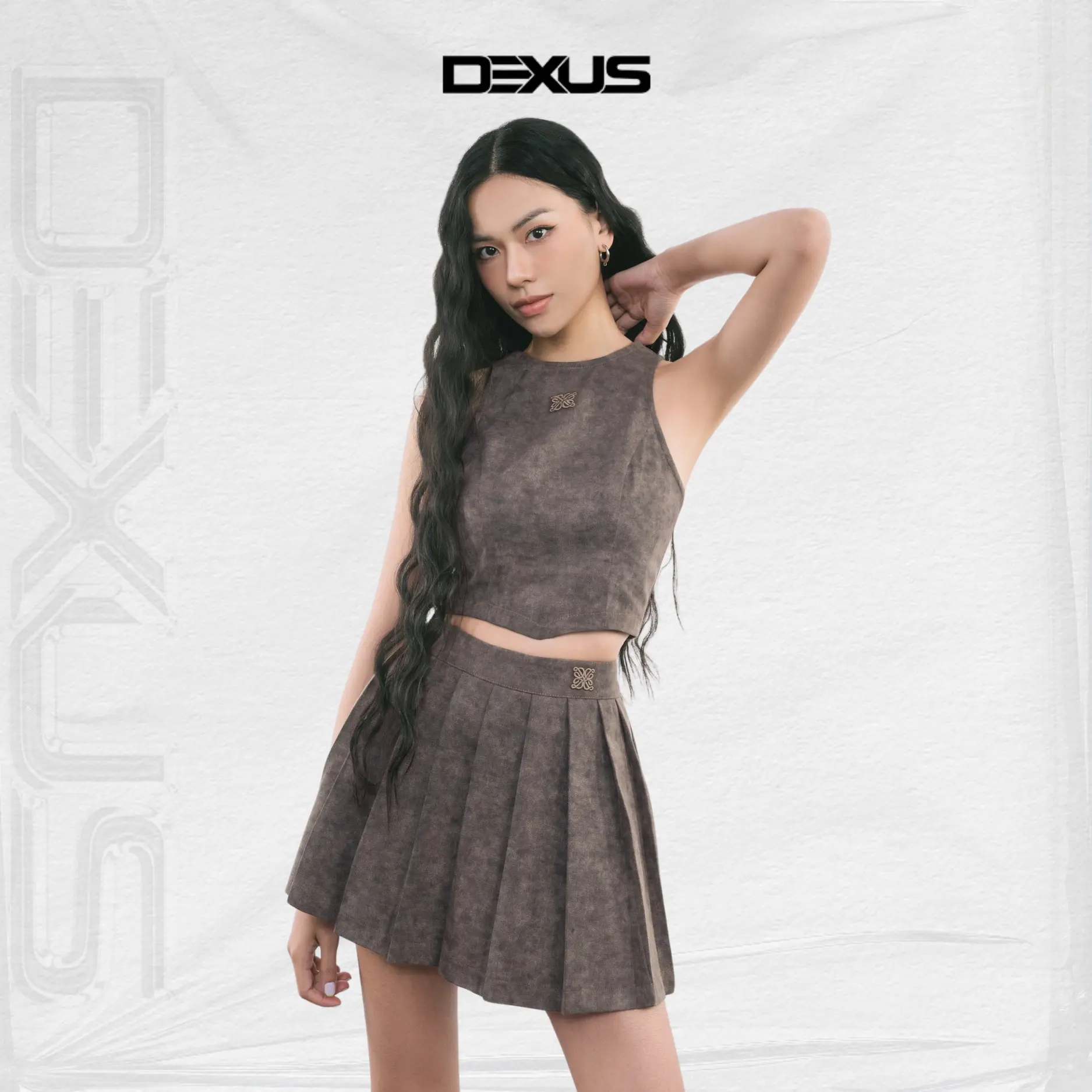 [DEXUS] SET ÁO GHI LÊ MIX CHÂN VÁY TRENDY MARIS SET - DXA70740 + DXCV70318