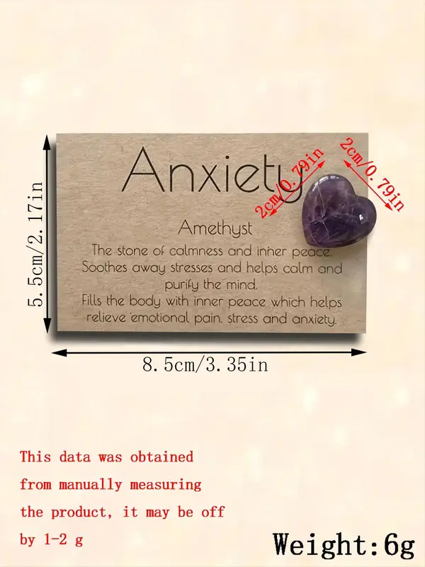 Summer 2024 Heart Shaped Amethyst, Pocket Hugging Stone, Anxiety Relief Stone, Stress Relief Fidget Accessories, Diy Jewelry Accessories, Handmade Gifts for Women & Men, As Girls Birthday Gift 1
