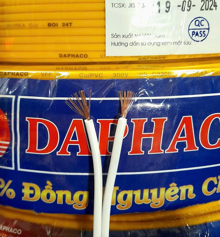Bán lẻ 10 20m Dây điện đôi dẹp Daphaco một lớp vỏ ruột đồng kích thước 2x24 2x32 2x30 2x50