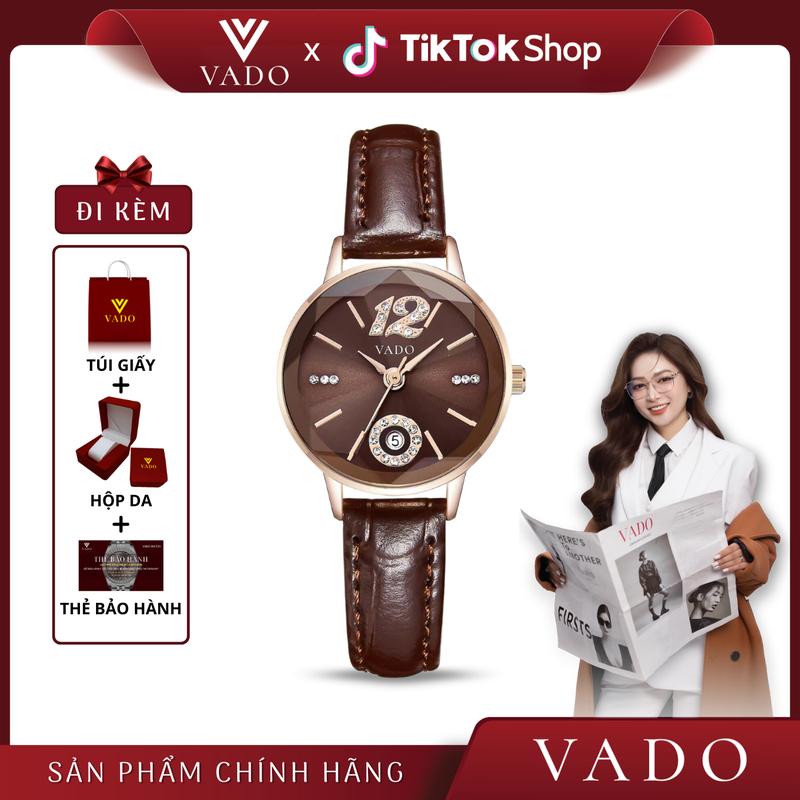 [VADO25] Đồng Hồ Nữ  Sang Chảnh Mặt Tròn, Mặt Số Đính Đá Sang Trọng -  DH9816 VADO