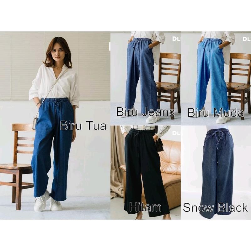 Celana Kulot Panjang Jeans Bahan Nyaman Tidak Luntur 2