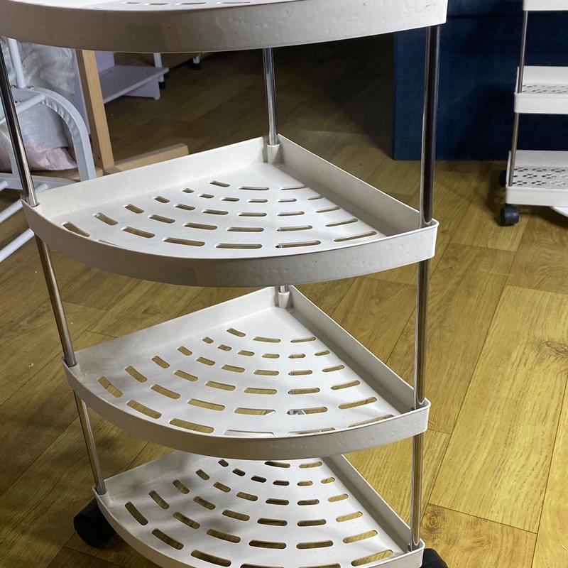 ￼Kệ Góc Tam Giác nhà tắm nhà bếp đa năng 4 tầng khung kim loại Kệ nhà vệ sinh để góc tường có bánh xe di chuyển Kitchen kệ  danang