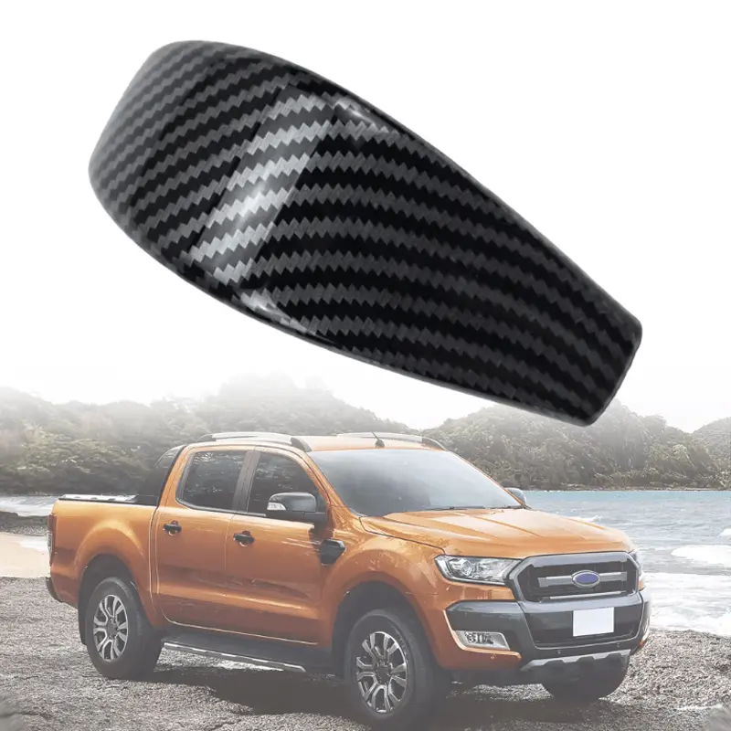 Premium Carbon Fiber Gear Shift Knob Cover for Ford Ranger 2015-2018 - Durable ABS, Easy Install, Sleek Black Trim Accessory 1