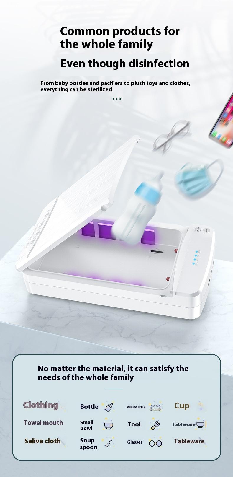 Product Introduction of Portable UV Phone Sanitizer for Multi-functional Disinfection 10
